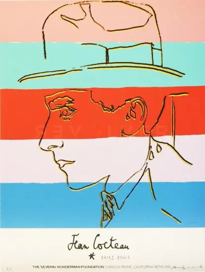 Andy Warhol Screen Print, Jean Cocteau, 1985