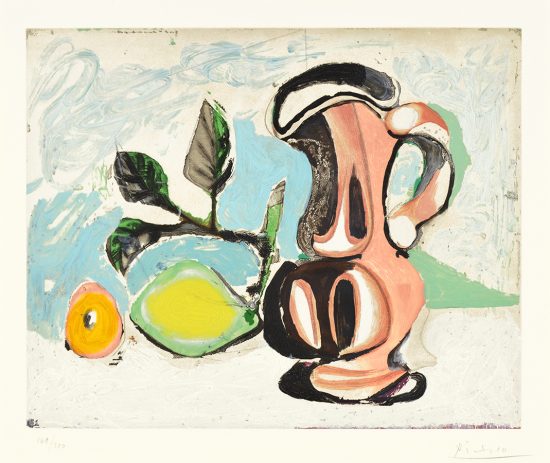Pablo Picasso Aquatint, Nature morte au citron et un pichet rouge, c.1955