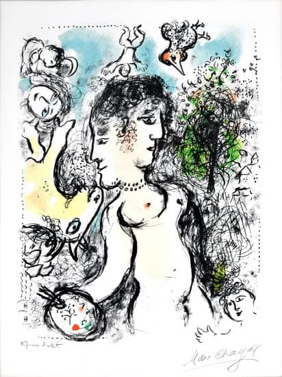 Marc Chagall Lithograph, Nu au Visage double (Nude with Double Face), 1983