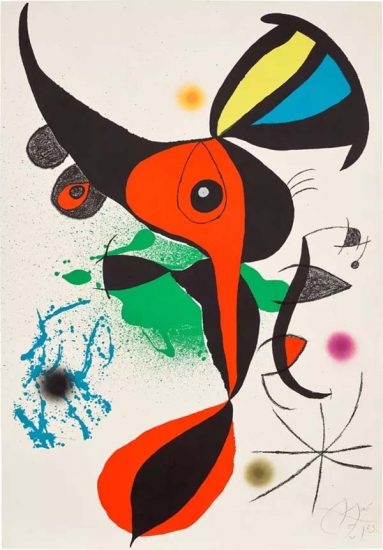 Joan Miró Lithograph, Oda à Joan Miró (Ode to Joan Miró) plate II , 1973