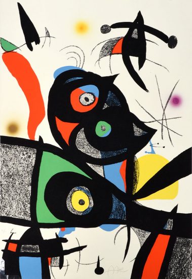Joan Miró Lithograph, Oda à Joan Miró, Plate 3, 1973