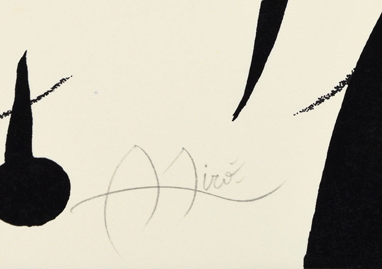 Joan Miró signature, Oda à Joan Miró, Plate 3, 1973