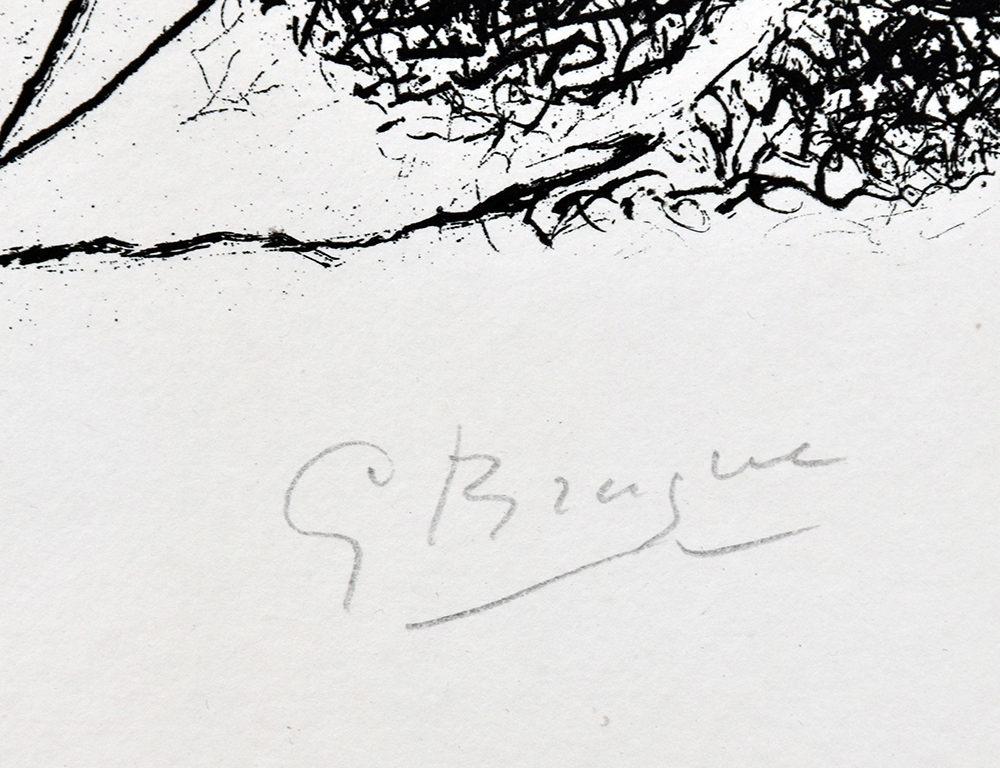 Georges Braque signature, Oiseau dans son nid (Bird in its Nest) from Août (August), 1958