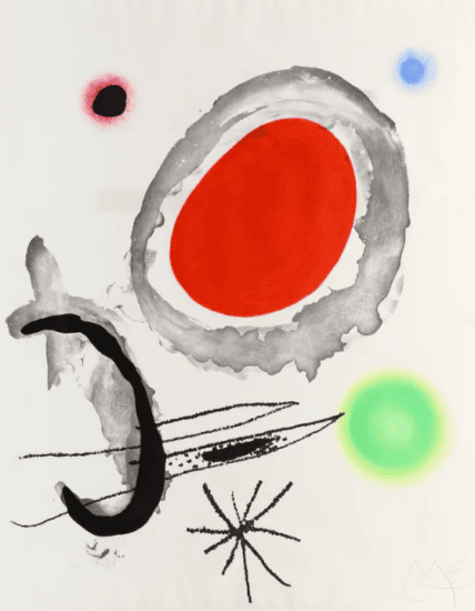 Joan Miró Etching and Aquatint, Oiseau Entre Deux Astres (Bird Between Two Stars), 1967