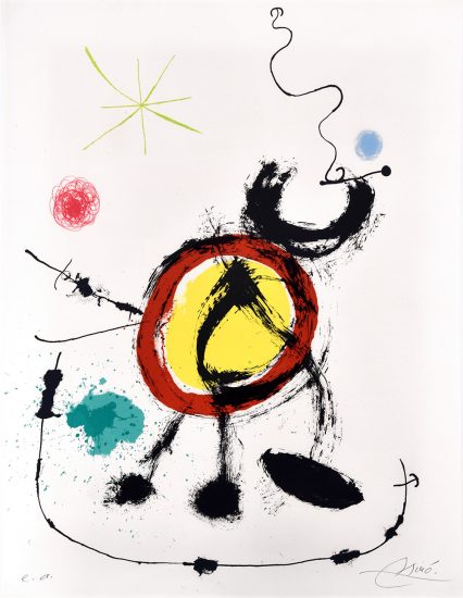 Joan Miró Lithograph, Oiseau migrateur (Migratory Birds), 1970