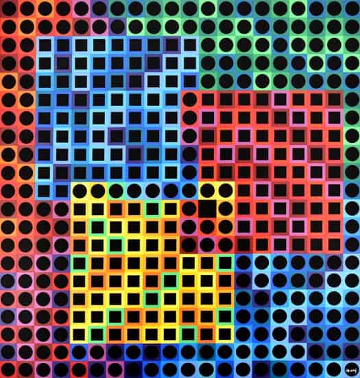 Victor Vasarely Collage, Orion Noir, 1970