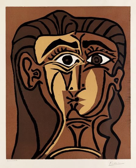 Pablo Picasso Linocut, Tête de Femme (Head of a Woman), 1962