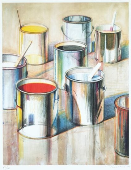 Wayne Thiebaud Lithograph, Paint Cans, 1990