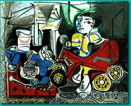 Pablo Picasso painting, Claude et Paloma a joué, 1950.