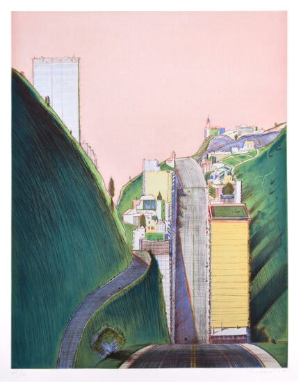 Wayne Thiebaud Etching, Park Place, 1995