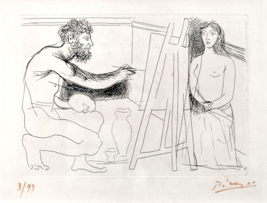 Pablo Picasso Etching, Peintre devant son Chevalet (Painter in Front of His Easel), 1927
