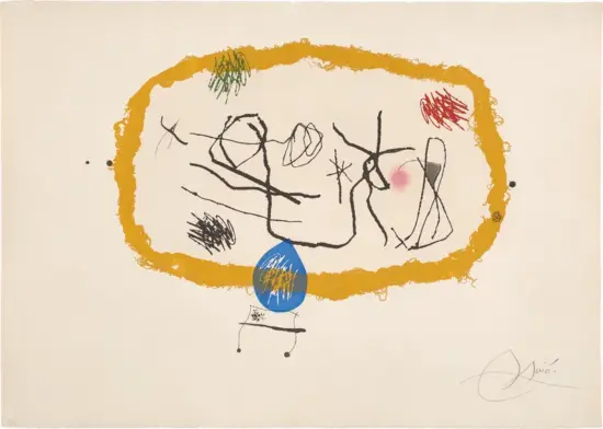 Joan Miró Etching, Personatges Solars, 1974