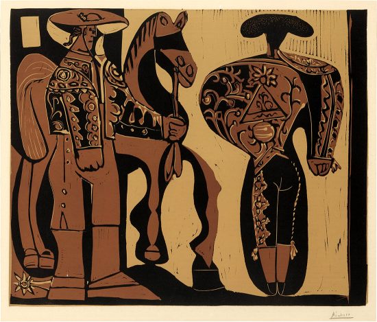 Pablo Picasso Linocut, Picador and Torero, 1959