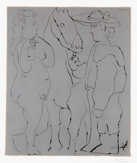 Pablo Picasso, Picador debout avec son cheval et une femme (Picador, Woman, and Horse),1959