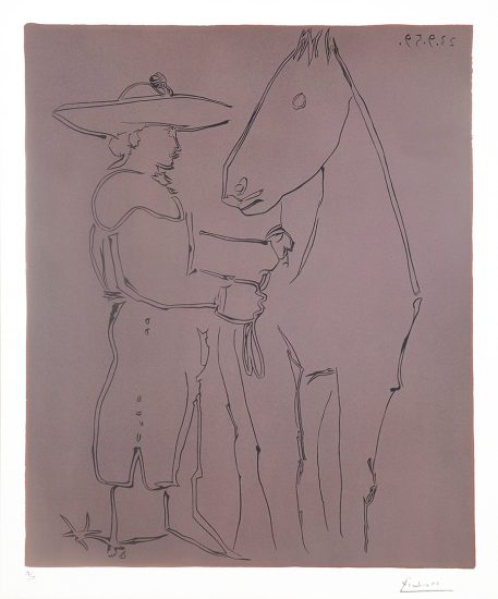Pablo Picasso Linocut, Picador et cheval (Picador and Horse), 1959