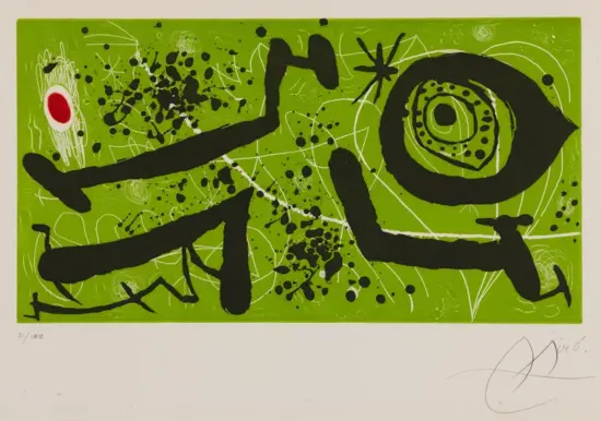 Joan Miró Etching and Aquatint, Picasso i Els Reventós I (Picasso and The Reventós I), 1973