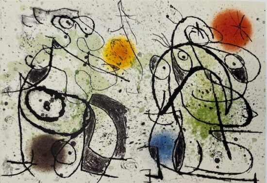 Joan Miró Etching and Aquatint, Plate I from Le Courtisan Grotesque (The Grotesque Courtesan), 1974