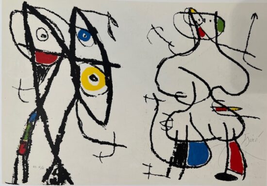 Joan Miró Etching and Aquatint, Plate II from Le Courtisan Grotesque (The Grotesque Courtesan), 1974