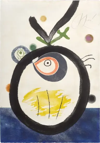 Joan Miró Etching and Aquatint, Plate III from Quatre Colors Aparien el Món... (Four Colors Appeared in the World...), 1975