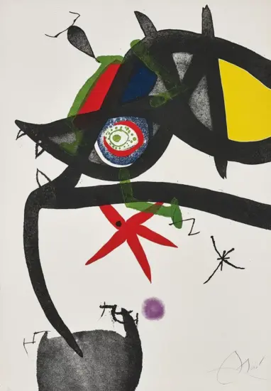 Joan Miró Etching and Aquatint, Plate IV from Quatre Colors Aparien el Món... (Four Colors Appeared in the World...), 1975