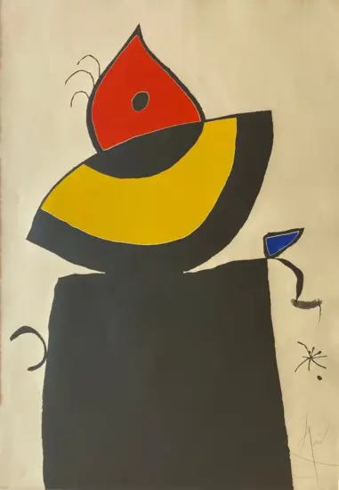 Joan Miró Etching and Aquatint, Plate V from Quatre Colors Aparien el Món... (Four Colors Appeared in the World...), 1975