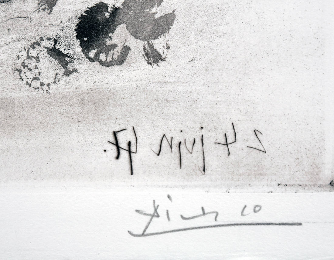 Pablo Picasso signature, Portrait de Françoise aux Cheveux flous, 1947