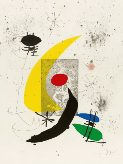 Joan Miró Etching and Aquatint, Pour Paul Éluard (For Paul Eluard), 1973