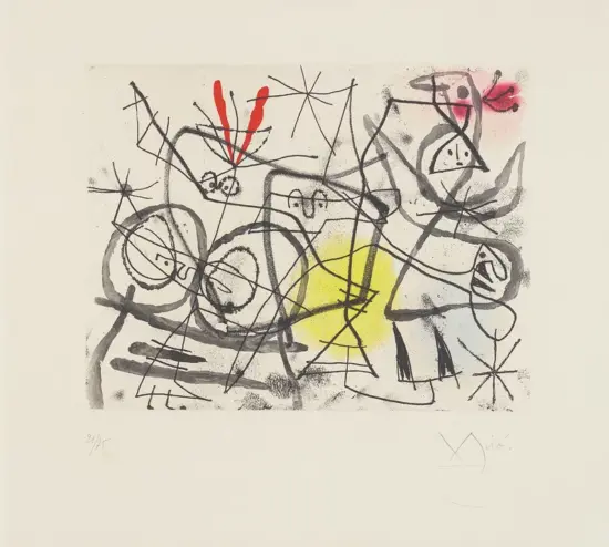 Joan Miró Aquatint, Préparatifs D'Oiseaux I (Preparative of Birds I), 1963
