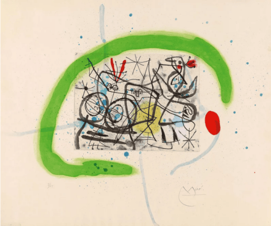 Joan Miró Aquatint, Préparatifs D'Oiseaux IV (Preparative of Birds IV), 1963
