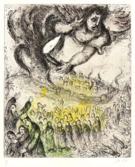 Marc Chagall Etching, Prise de Jérusalem, from La Bible (The Capture of Jerusalem, from the Bible), 1958