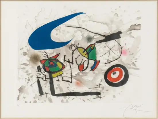 Joan Miró Etching and Aquatint, Pygmées Sous La Lune (Pygmies Under the Moon), 1972