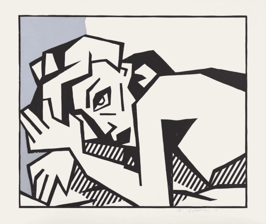 Roy Lichtenstein Woodcut, Reclining Nude (Black State), 1981