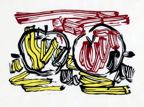 Roy Lichtenstein Woodcut, Red Apple and Yellow Apple, from the Seven Apple Woodcuts Series, 1983