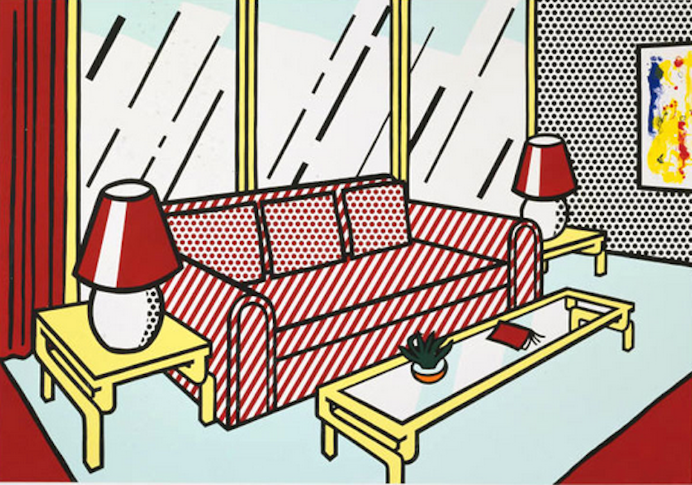Roy Lichtenstein screen print, Red Lamps, 1990