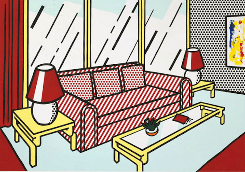 Roy Lichtenstein screen print, Red Lamps, 1990