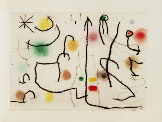 Joan Miró Etching, Rogellio Lacourière: Pêcheur de Cuivres (Rogellio Lacourière: Brass Fisherman), 1968