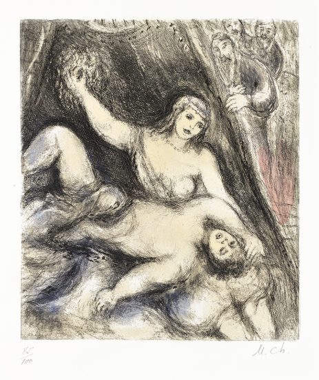 Marc Chagall Etching, Samson and Delilah (from the Bible Series), 1958