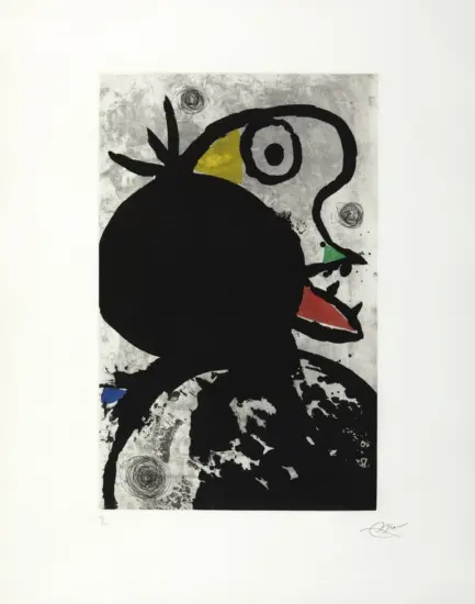 Joan Miró Aquatint, Sauve Qui Peut (Every Man for Himself), from People of the Sea Series, 1981