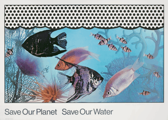 Roy Lichtenstein Screen Print, Save Our Planet Save Our Water, 1971
