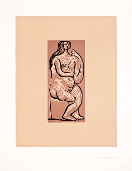 Pablo Picasso Linocut, Seated Female Nude, 1962