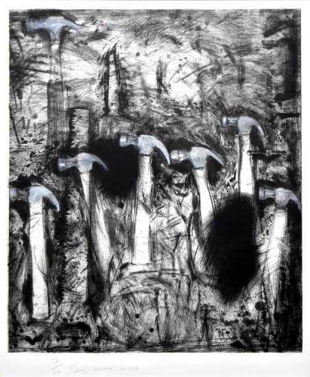 Jim Dine Etching, Seven White Hammers, 2008