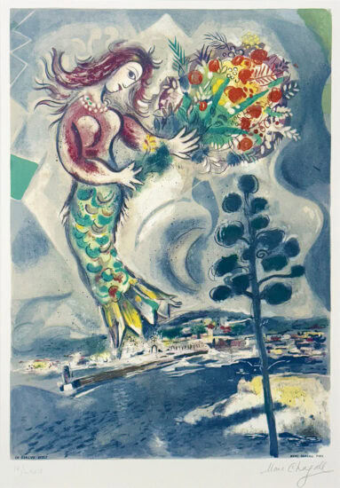 Marc Chagall Lithograph, Sirène au Pine (Siren with Pine), from Nice & the Côte d'Azur, 1967