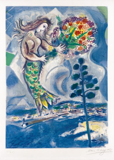 Marc Chagall Lithograph, Sirène au Pine (Siren with Pine), from Nice & the Côte d'Azur, 1967