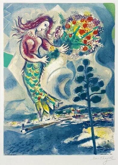 Marc Chagall Lithograph, Sirène au Pine (Siren with Pine), from Nice & the Côte d'Azur, 1967