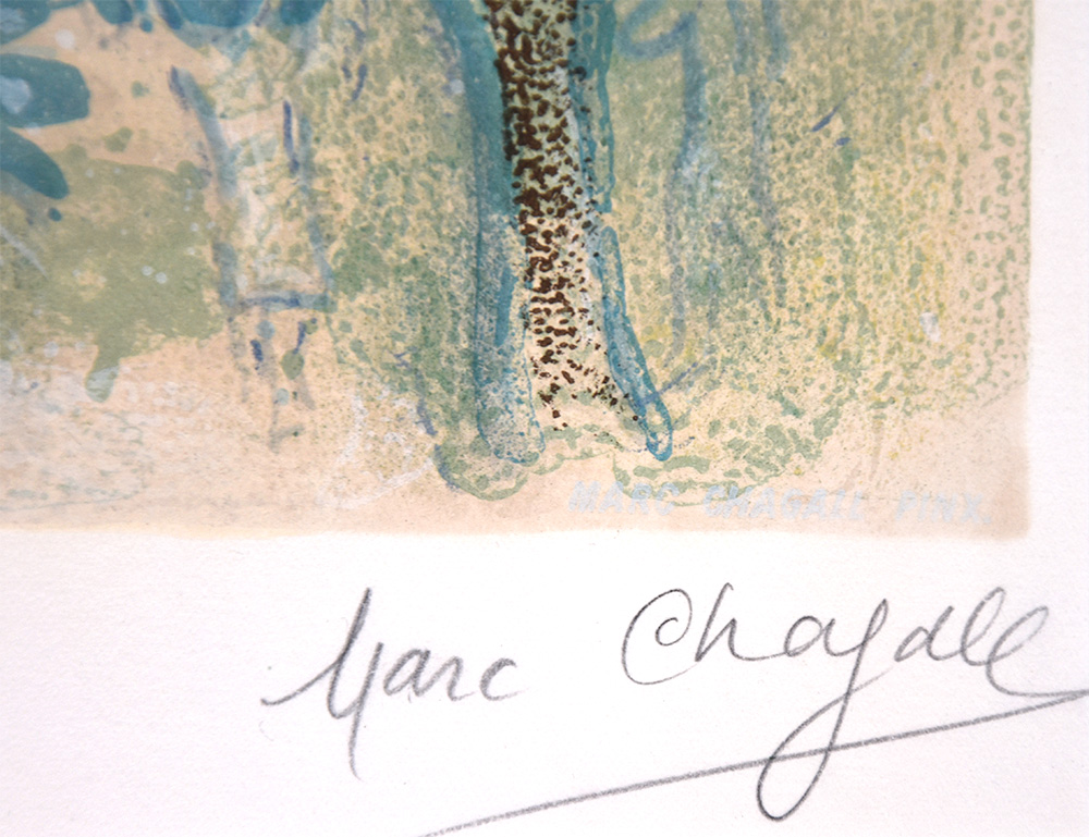 Marc Chagall signature, Sirène au poète (Siren with Poet), from Nice and the Côte d'Azur, 1967