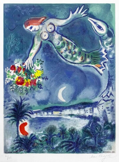 Marc Chagall Lithograph, Sirène et poisson (Sirene & Fish), from Nice & the Côte d’Azur, 1967