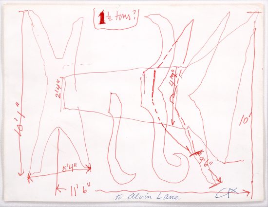 Alexander Calder Drawing, Sketch for 'The X & Its Tails,' 1967