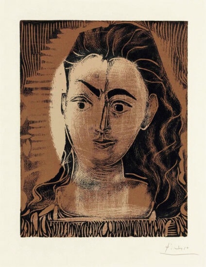 Pablo Picasso Linocut, Small Portrait of a Woman, 1962