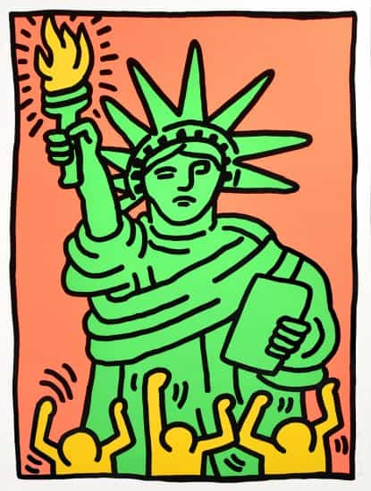 Keith Haring Screen Print, Statue of Liberty, 1986
