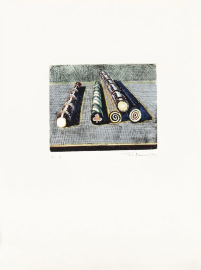 Wayne Thiebaud Etching, Stick Candy, 1965